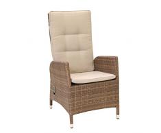 greemotion Geflechtsessel Garda braun bicolor, inkl. Auflagen in Sandfarbe, stufenlos verstellbare Rückenlehne, Sessel aus hochwertigem Aluminiumgestell mit robustem Polyethylengeflecht, witterungsbeständig