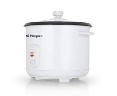 Orbegozo CO 3031 Reiskocher und Dampfgarer, 1,8 l, Antihaftbeschichteter Aluminium-Topf, Trockenkochschutz, Deckel aus gehärtetem Glas, 700 W Leistung