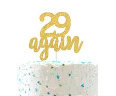 29 Wieder Kuchendekoration, Happy 30th Birthday, Schild Dirty Thirty Cake Topper, Hello 30 Party-Dekorationen (doppelseitig, goldfarbener Glitzer)