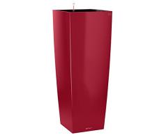LECHUZA CUBICO Alto Premium 40, Scarlet Rot Hochglanz, Hochwertiger Kunststoff, Inkl. Bewässerungssystem, Herausnehmbarer Pflanzeinsatz, Für Innenraumbegrünung, 18249