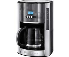 Russell Hobbs Digitale Kaffeemaschine Edelstahl Geo grau, programmierbarer Timer, 1,5l Glaskanne, bis 12 Tassen, Warmhalteplatte, Abschaltautomatik, 1000W, Filterkaffeemaschine 25270-56