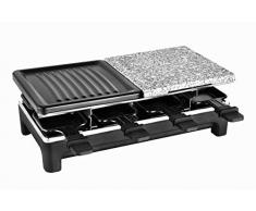 Team Kalorik TKG RAC 1016 3 in 1 Raclettegrill zum Grillen und Überbacken und heißer Stein, 1500, Schwarz