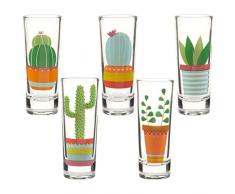 Shot-Gläser für Cinco de Mayo Tequila Fiesta, Kaktus, mit buntem Druck, 5er-Set