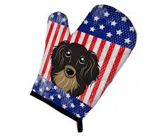 Caroline s Treasures bb2143ovmt American Flagge und langhaarig schwarz und Tan Dackel Ofenhandschuh, 30,5 cm von 21,6 cm Multicolor