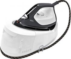 AEG ST6-1-8EG Dampfbügelstation (4 Bügelprogramme für jeden Stoff, schnell aufheizend, dauerhaftes Licht, 6 bar Dampfdruck, 360 g Dampfstoß, kratzfeste Bügelsohle, 1,2 l Wassertank) weiß/grau