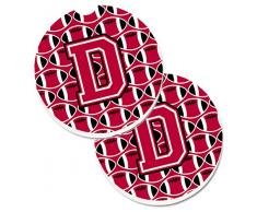 Caroline s Treasures Buchstabe D Fußball-Crimson & Weiß 2er Set Halterung Auto Untersetzer cj1079-dcarc, 2,56, multicolor