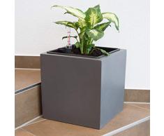 Pflanzkübel Blumenkübel Blumentopf Fiberglas Quadrat anthrazit metallic LxBxH 30x30x30cm