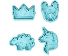 Wilton 2104-4428 4 Count Stamp Keks-Ausstechformen, blau