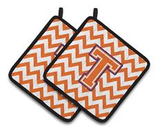 Caroline s Treasures Buchstabe T Chevron orange & Kronjuwelen Paar Topflappen cj1062-tpthd, 7.5hx7.5 W, multicolor