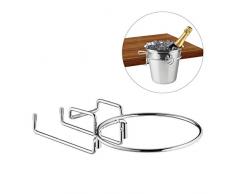 Relaxdays Sektkühlerhalter, Tischhalterung für Weinkühler mit 18cm Ø, platzsparend, Sektkübelhalterung aus Eisen, silber