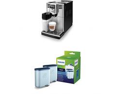 Philips 5000 Serie EP5365/10 Kaffeevollautomat (integrierte Milchkaraffe) Edelstahl Front, mit Doppelpack AquaClean Wasserfilter