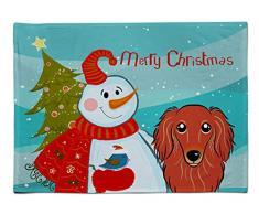 Caroline s Treasures bb1834plmt Schneemann mit langhaarig rot Dackel Stoff Tisch-Sets, multicolor