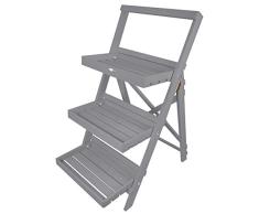 Esschert Design Balkon Pflanzentreppe, Blumenregal, Blumentreppe in grau, ca. 45 cm x 73 cm x 92 cm