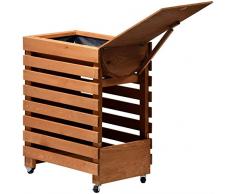 dobar Hochbeet auf Rädern aus Holz, Frühbeet Bausatz für Gemüse, Kräuter im Garten und Balkon, 58 x 36 x 71 cm, braun