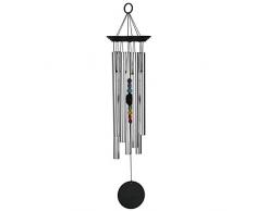 Woodstock Windspiel Chakra Chimes, Seven Stones, Silber, groß (63 cm)