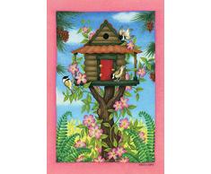 Toland Home Garden Chickadee Vogelhaus 31,8 x 45,7 cm Dekorative niedliche Vogel Frühling Blume Garten Flagge