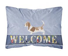 Carolines Treasures BB5506PW1216 Dekokissen Basset Hound, Leinenstoff, 30,5 x 40,6 cm, Mehrfarbig