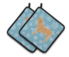 Caroline s Treasures Winter Schneeflocke Fila Brasileiro Paar Topflappen bb3579pthd, 7.5hx7.5 W, multicolor