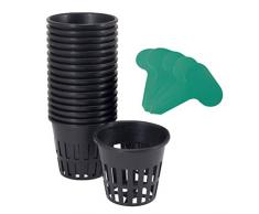 GROWNEER Zoll-Net Becher Schlitz Mesh Breite Lip W/5 X Pflanze Etiketten Robuster Eimer Filter Net Topf, Korb für Hydrokultur 12-Pack Rot