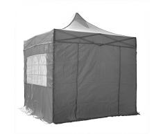 Airwave Pop-Up Pavillon, 2,5 x 2,5 m, grau, wasserfester GartenPavillon, 2 Windstangen und 4 Gewichte für die Beine