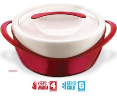 Pinnacle Kasserolle, große Suppen- und Salatschüssel, isolierte Servierschüssel mit Deckel 2.6 qt. rot