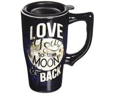 Spoontiques 12441 Love moon and back Travel Mug Becher, keramik, schwarz