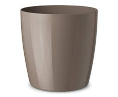 Floralo Teramo Übertopf 25cm Durchmesser x 24cm hoch taupe, glänzend, in den Boden eingelassene Rollen, hellbraun