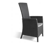 Allibert Vermont Dining Sessel, Graphit/cool Grey (Poly Cotton Kissen), 64 x 68 x 107 cm