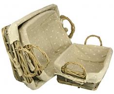 Körbe rett-s/3 Stück.Holz C/stof