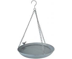 Esschert Design Grey Metal Vogeltränke, hängend, aus dem Material „Metall“, 30,4 x 30,4 x 5,8 cm