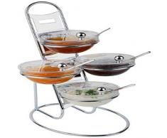 APS Paderno World Cuisine Chromed Three-Tier Buffet Ladder & Medium Bowl Set