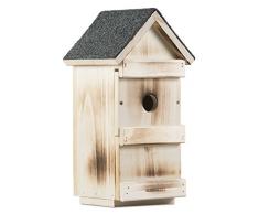 Windhager Vogelnistkasten 3-in-1, Vogelhaus Vogelhäuschen, mit auswechselbaren Frontplatten für verschiedene Vogelarten, braun, 06997