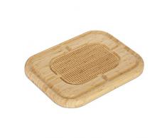 Relaxdays Schneidebrett Bambus, Saftrille, Riffelfläche gegen Rutschen, zweiseitiges Küchenbrett, HBT 4x43x33 cm, natur