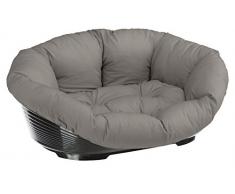 Ferplast 70228099 Kunststoffbett Sofa für Hunde und Katzen mit herausnehmbarem Baumwollbezug, Grau, 85x62x28,5 cm