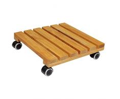 WAGNER Pflanzenroller Nature 34 x 34 cm I Pflanzenroller für Innenbereich, Erle Natur I Blumenroller aus FSC-Massivholz I Kübelroller aus Holz I Tragkraft 100 kg I Made in EU – 20026101