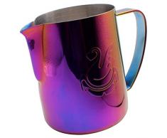 Dianoo Espresso-dampfkrug, Milchkännchen Zum Aufschäumen, Espresso Milchaufschäumkrug Edelstahl, Kaffeekanne, Latte Art Tasse 600ml Mehrfarbig