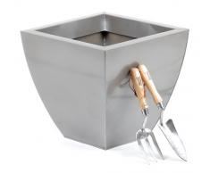 Portofino-Kollektion, graphitgrauer Übertopf aus verzinktem Stahl, 40 cm, quadratisch, konisch zulaufend