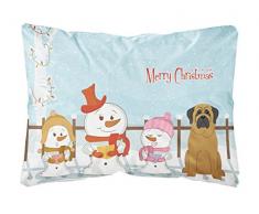 Carolines Treasures BB2349PW1216 Merry Christmas Carolers Mastiff Leinenstoff, dekoratives Kissen, 30,5 cm H x 40,6 cm B, Mehrfarbig