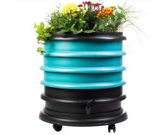 WormBox : Wurmkomposter Wurmfarm mit 3 Schalen Blau + Pflanzgefäß - 56 Liter