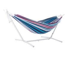 Vivere Doppel Baumwolle Hängematte mit weiß Hängemattengestell 250 cm, Denim