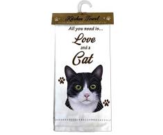 E&S Pets 701-3 Black and White cat Küchentücher baumwolle beige