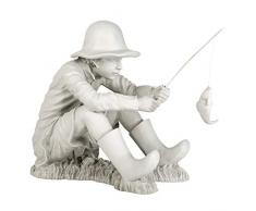 Design Toscano Fischermann Gartenstatue, Polyresin, zweifarbig stein, 43 cm