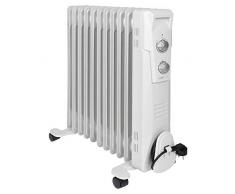 Clatronic RA 3737 11 Rippen-Ölradiator, mobiler Heizkörper bis 2300 Watt, Wärmeregulierung über stufenlosen Thermostatregler, Flexibler Einsatz durch 4 Leichtlaufrollen, Slimline-Bauweise, weiß