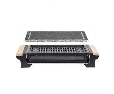 H.Koenig RP320 Barbecue Elektro-Tischgrill / Marmor-Grillplatte / Grillrost / 1300 W / Holzgriffe
