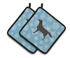 Caroline s Treasures Winter Schneeflocke Schwarz Labrador Retriever Paar Topflappen bb3508pthd, 7.5hx7.5 W, multicolor