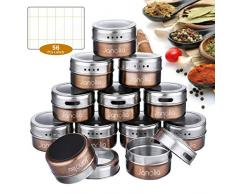 Janolia Magnetische Gewürzdosen, 12 Stück Rund Spice Jars mit Aufklebern, Transparente Oberseite, Swift Gießen, magnetisch Stick auf Kühlschrank, Braun