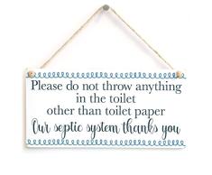 Bitte nicht in die Toilette anderen etwas Überwurf WC-Papier Unsere septische System dank Sie – septische behälterbelüftung Bathroom Rules kleinen WC-Schild Holz Aufhängen 10,2 x 20,3 cm