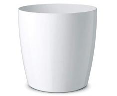 Floralo Teramo Übertopf 30cm Durchmesser x 29cm hoch weiß, glänzend, in den Boden eingelassene Rollen,
