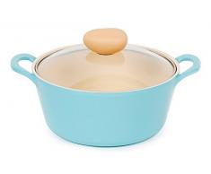 Neoflam Retro Suppentopf aus Aluminiumguss mit Ecolon-Antihaftbeschichtung Glasdeckel 3-QT w/Glass Lid Mint Blau