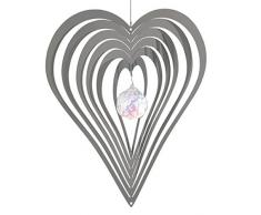 NATURES MELODY - Cosmo Windspiel HERZ, ca. 5 Zoll / ca. 12 cm, silberfarben